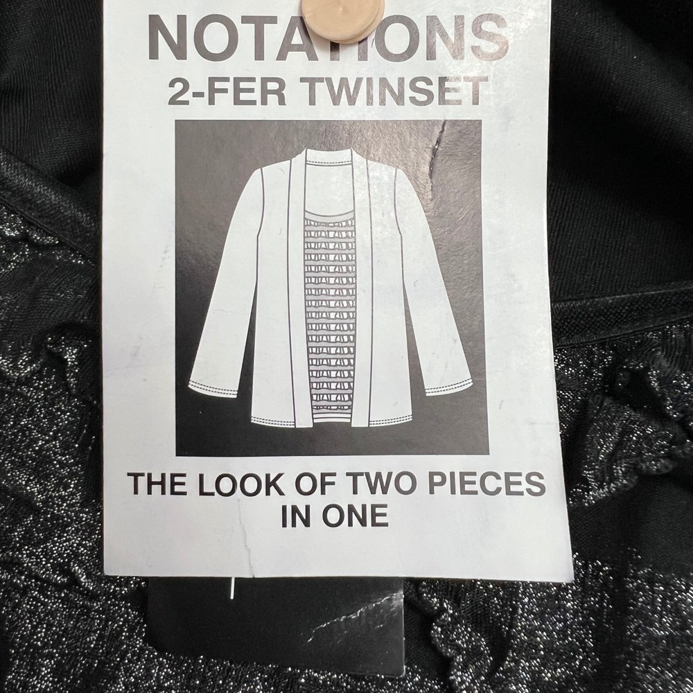 Notations Black Velvet Jacket Silver‎ Ruffle Tank Twinset Women's Size Small - Picture 4 of 8